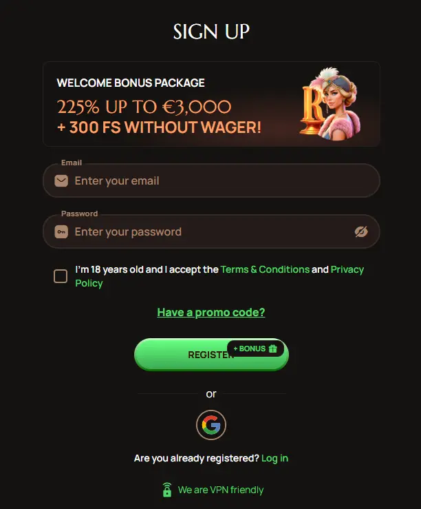 Ritzo Casino Register